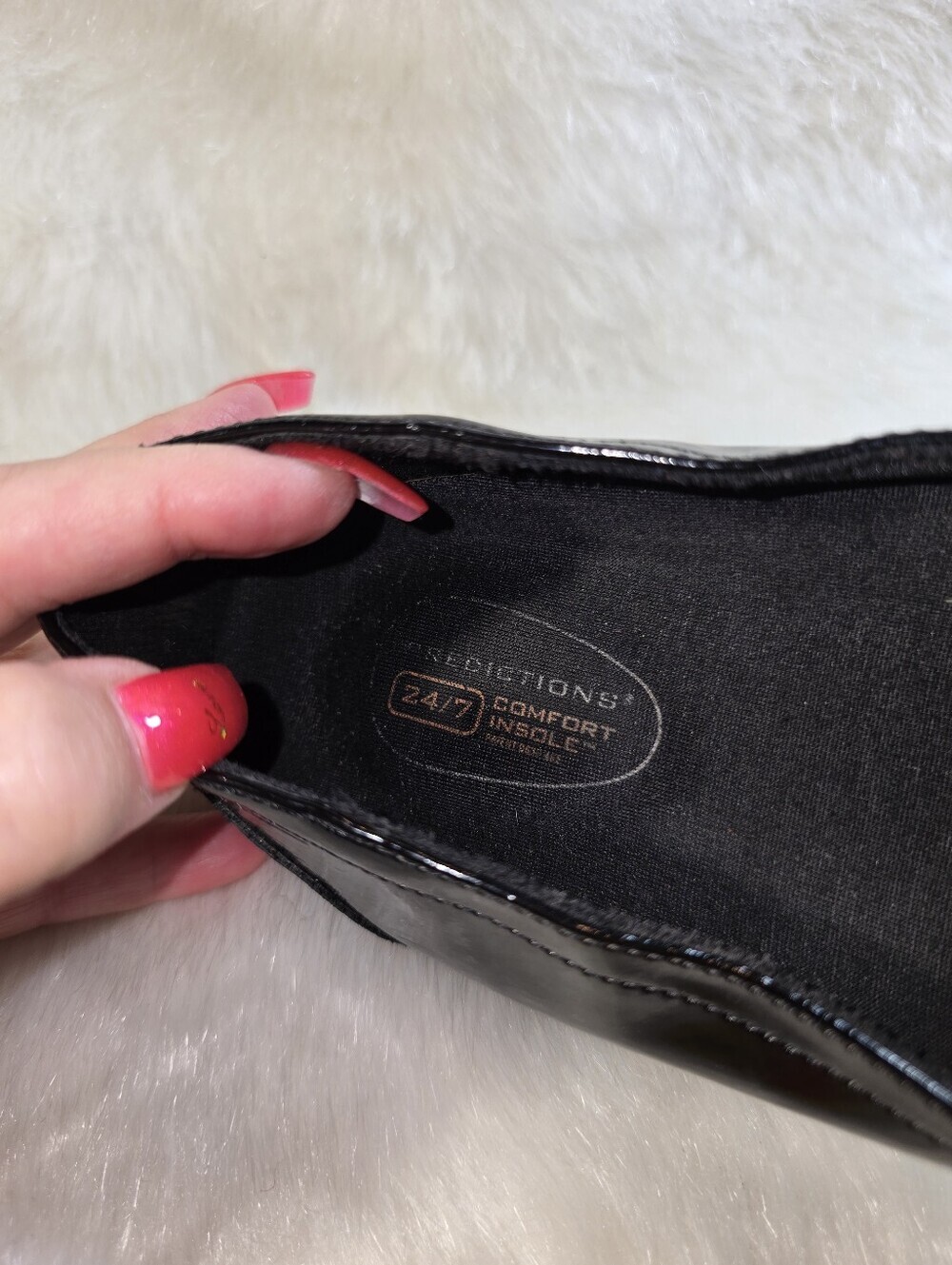 Predictions Safe-T-step Womens Black Patent Slip-on Loafers - Picture 7 of 10